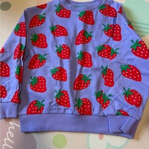 Mini Boden Purple Sweatshirt with Red Strawberry Print